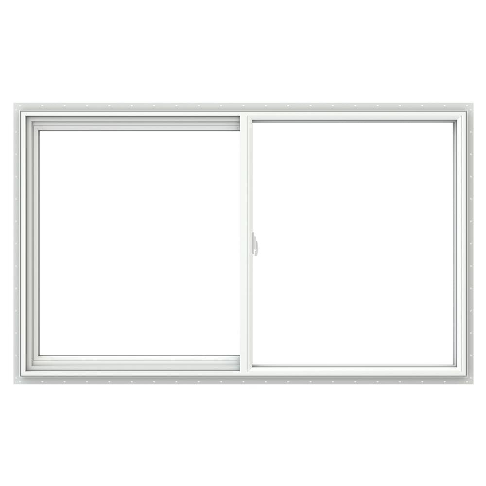 JELD-WEN V-2500 59-1/2-in x 35-1/2-in White Exterior White Interior Left-Handed Vinyl Sliding Window Double strength (Full Screen Included)