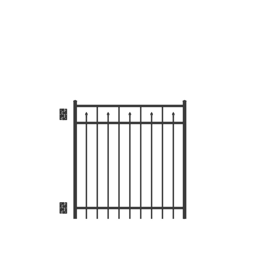 Freedom Concord 4-ft H x 4-ft W Black Aluminum Decorative Walk-thru Spaced picket Fence gate