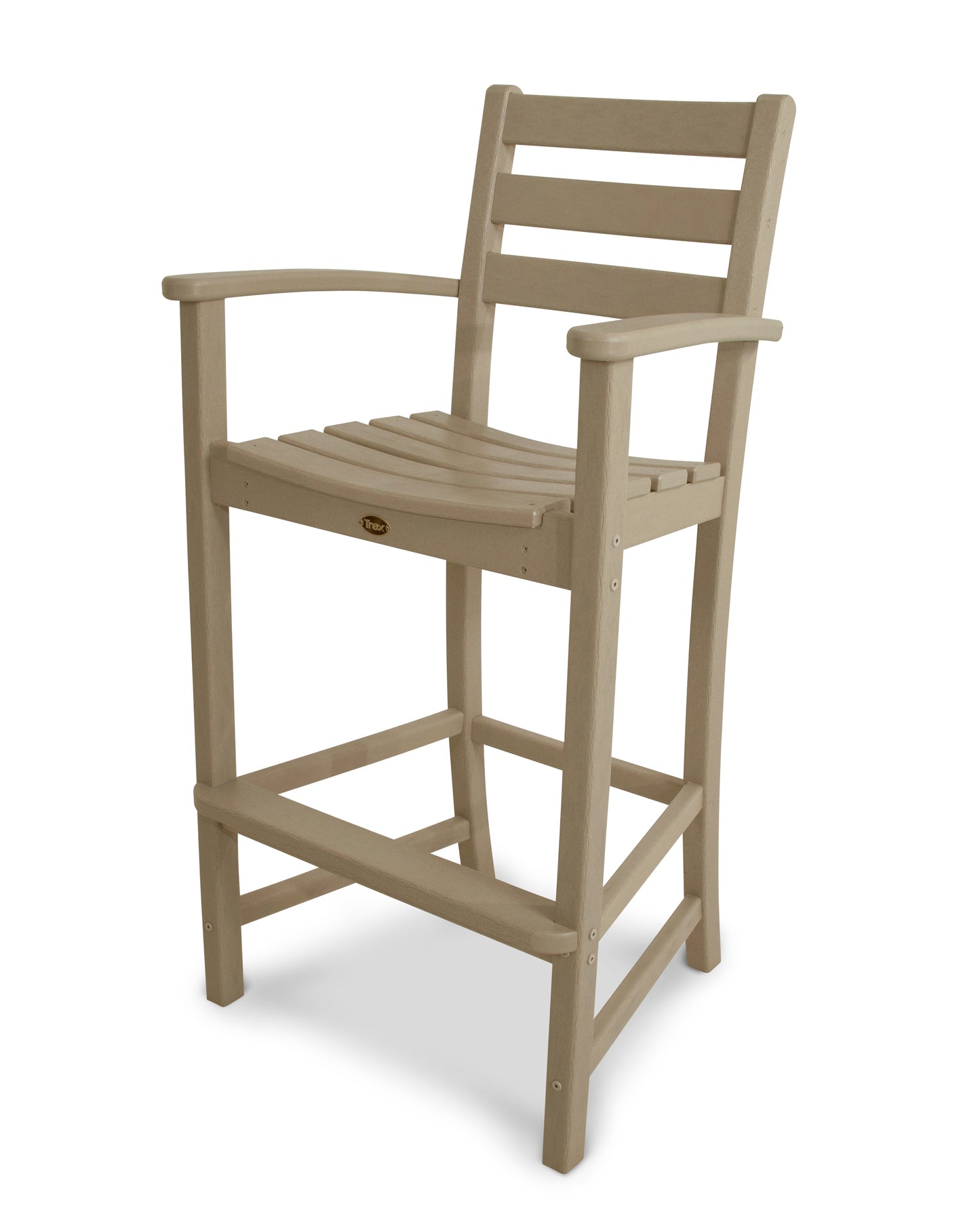 Trex Outdoor Furniture Monterey Bay Sand Castle HDPE Frame Stationary Bar Stool Chair with Slat Seat