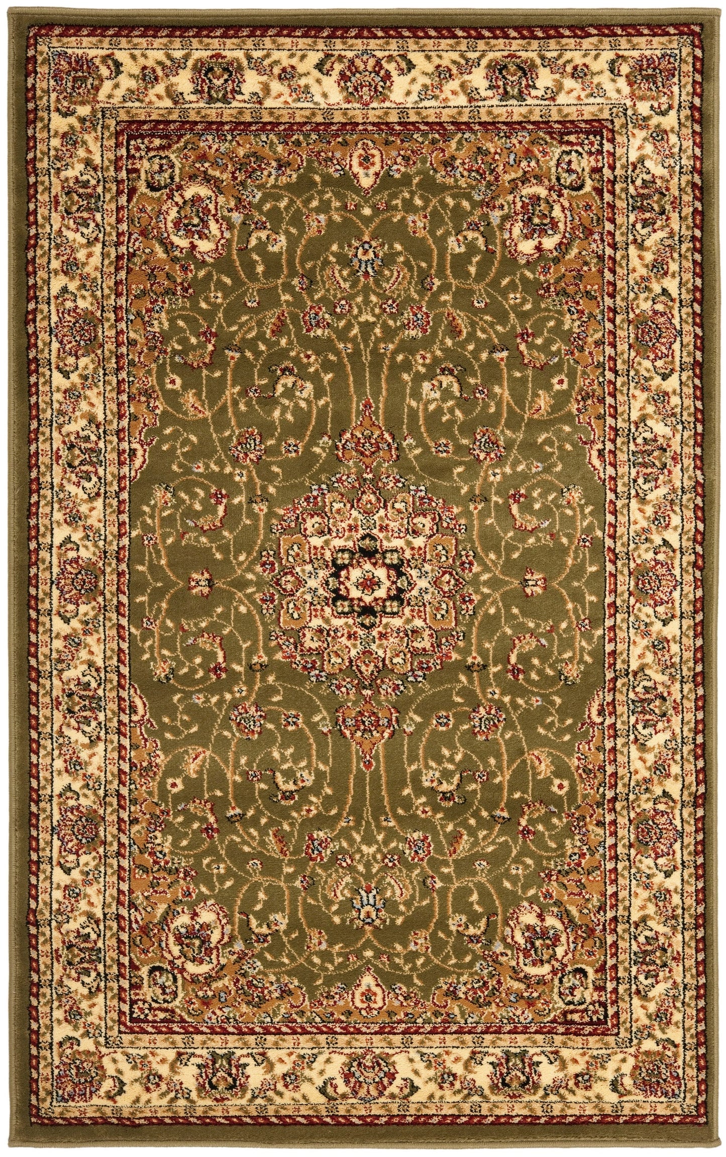 Safavieh Lyndhurst Kerman 11 x 15 (ft) Loomed Sage/Ivory Rectangular Indoor Floral/Botanical Oriental Area rug