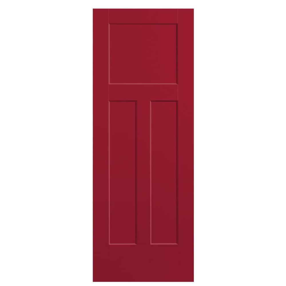 Masonite Winslow 30-in x 80-in Barn Red 3-panel Smooth Hollow core Prefinished Molded composite Slab Door