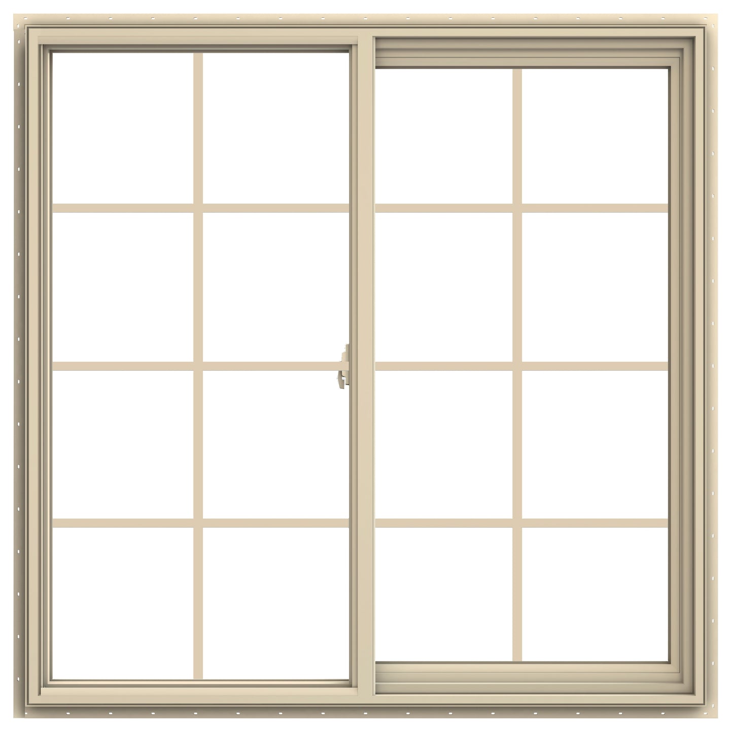 JELD-WEN V-2500 Almond Exterior Almond Interior Right-Handed Vinyl Sliding Window Annealed Glass with Grids (Full Screen Included)