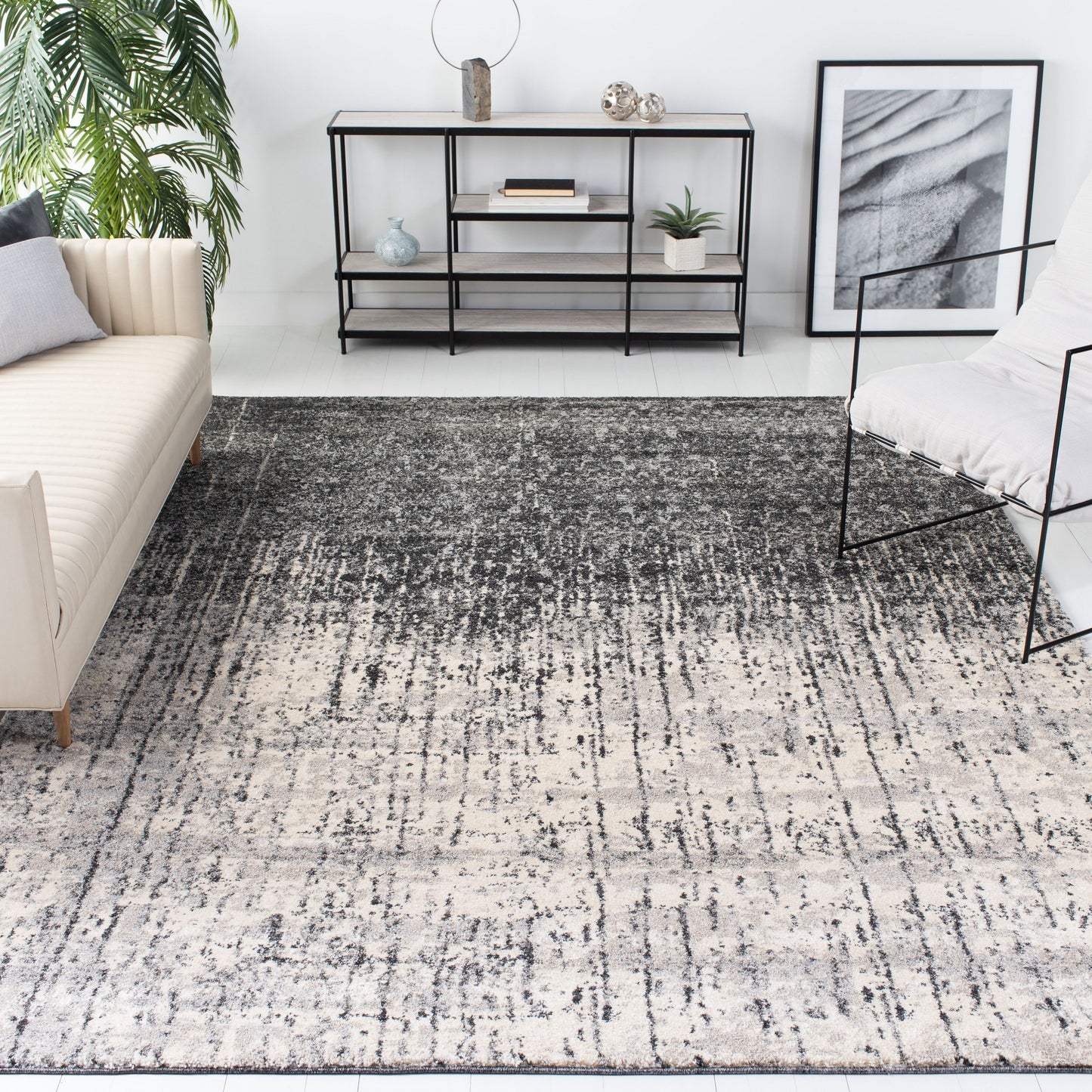 Safavieh Retro Elan 9 x 12 (ft) Loomed Polypropylene Black/Light Gray Rectangular Indoor Ombre Spot Clean Only Area rug