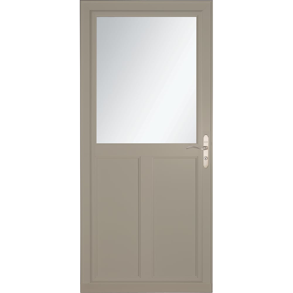 LARSON 80 Highview (Tradewinds) 32-in x 81-in Sandstone Aluminum Reversible Hinge Storm Door with Retractable Screen ( Brushed nickel Handle Included )