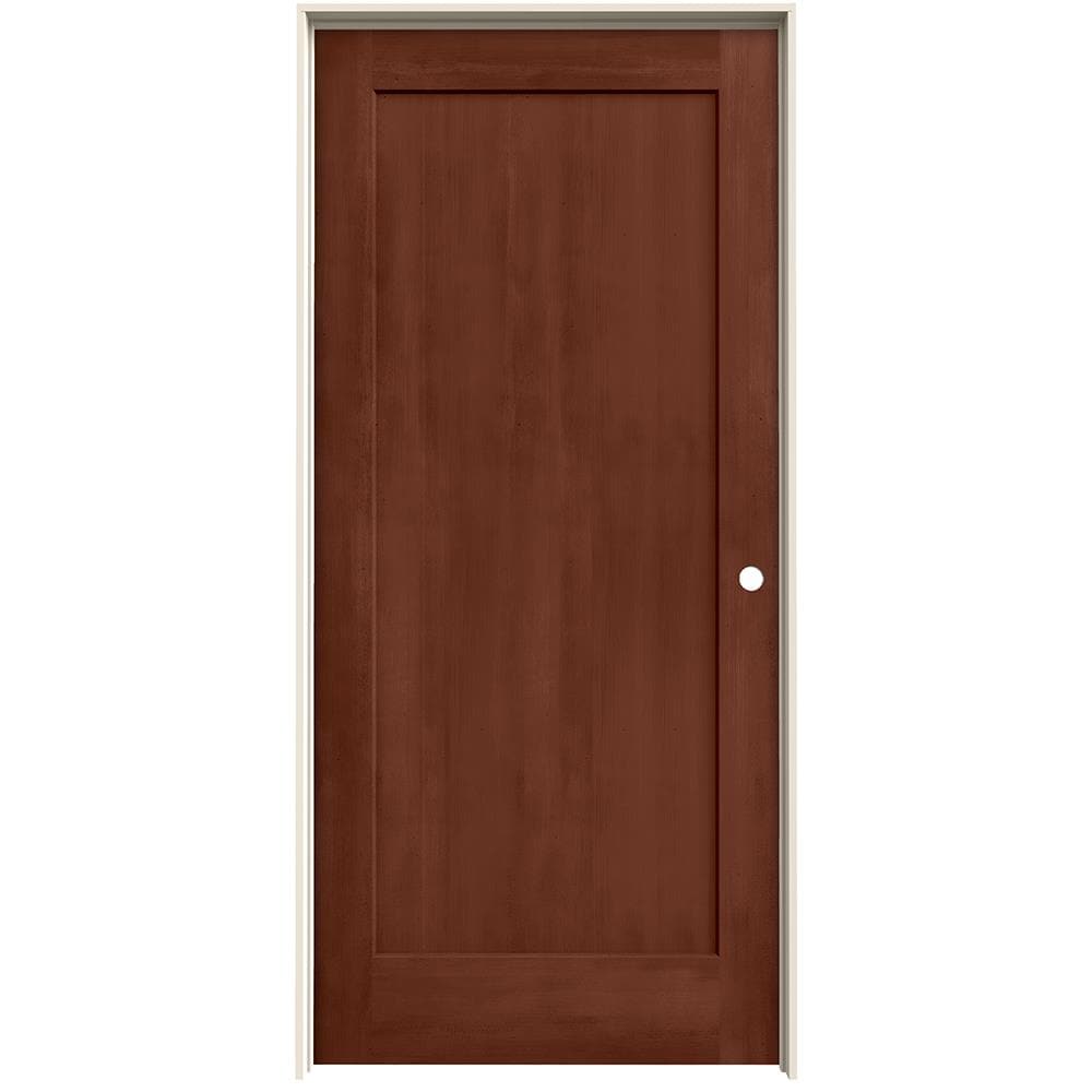 JELD-WEN 36-in x 80-in Amaretto Solid core 1-panel Left hand Smooth Stained Molded composite Flat Jamb Single Prehung Interior Door with