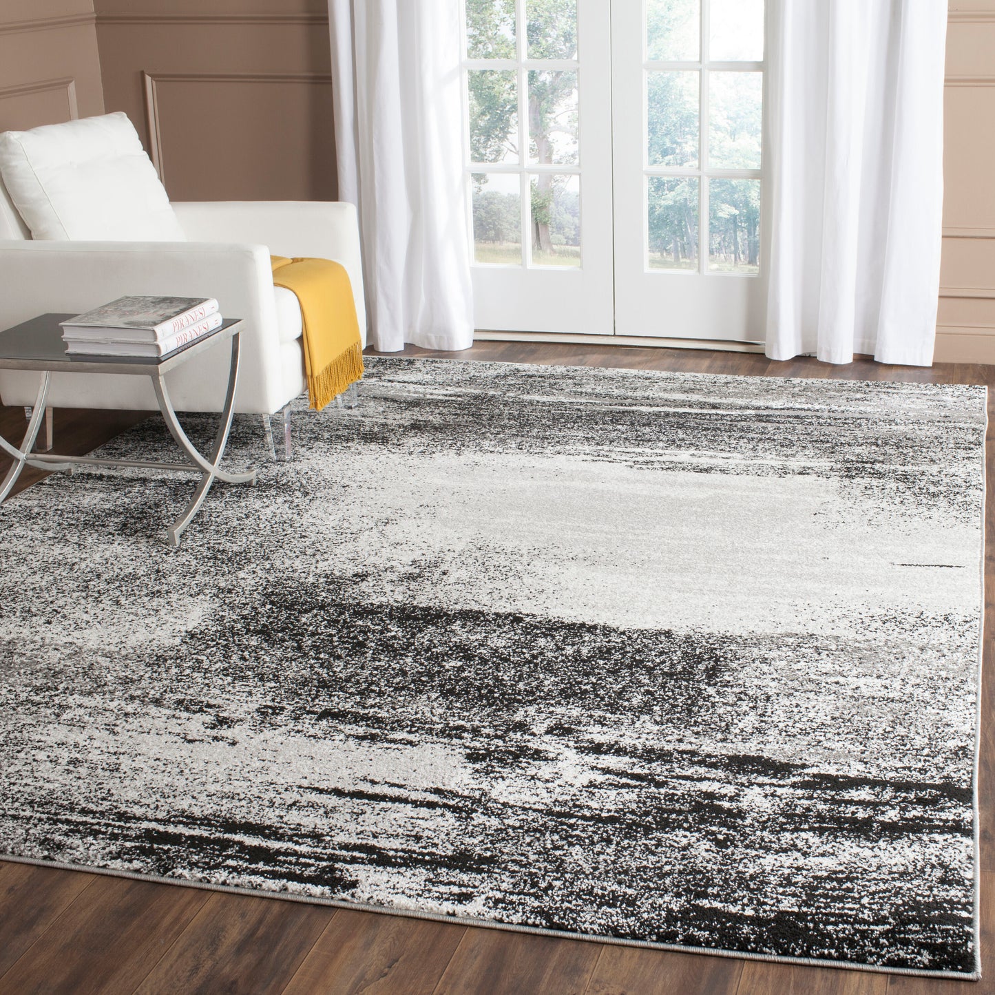 Safavieh Adirondack Zayne 12 x 18 (ft) Loomed Polyester/Polypropylene Silver/Multi Rectangular Indoor Abstract Industrial Spot Clean Only Area rug