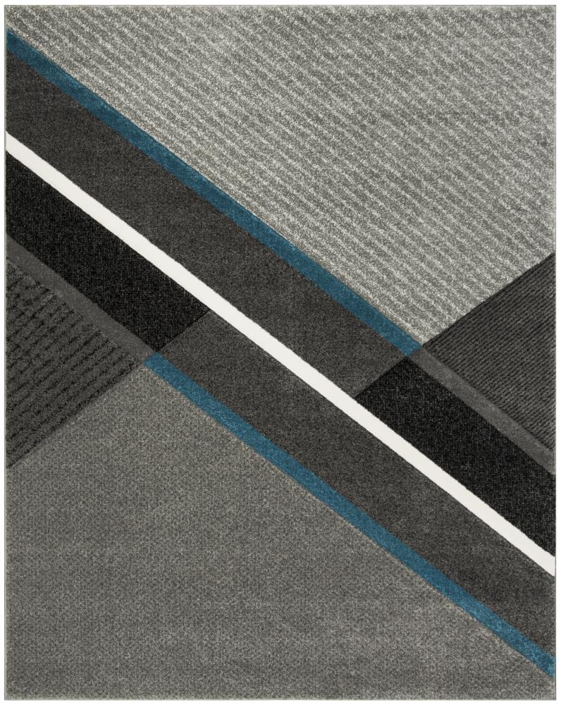 Safavieh Hollywood Shania 8 x 10 (ft) Loomed Polypropylene Gray/Teal Rectangular Indoor Geometric Mid-Century Modern Spot Clean Only Area rug