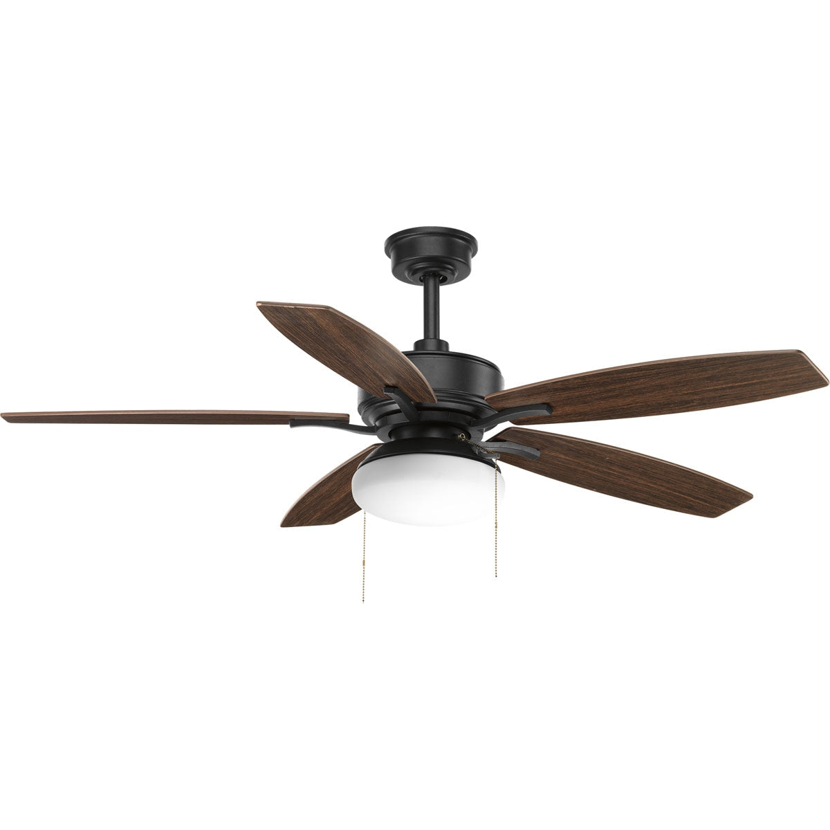 Progress Lighting Billows 52-in Forged Black with Medium Cherry/Toasted Oak Blades Integrated LED Ceiling Fan With Light 5 -Blade