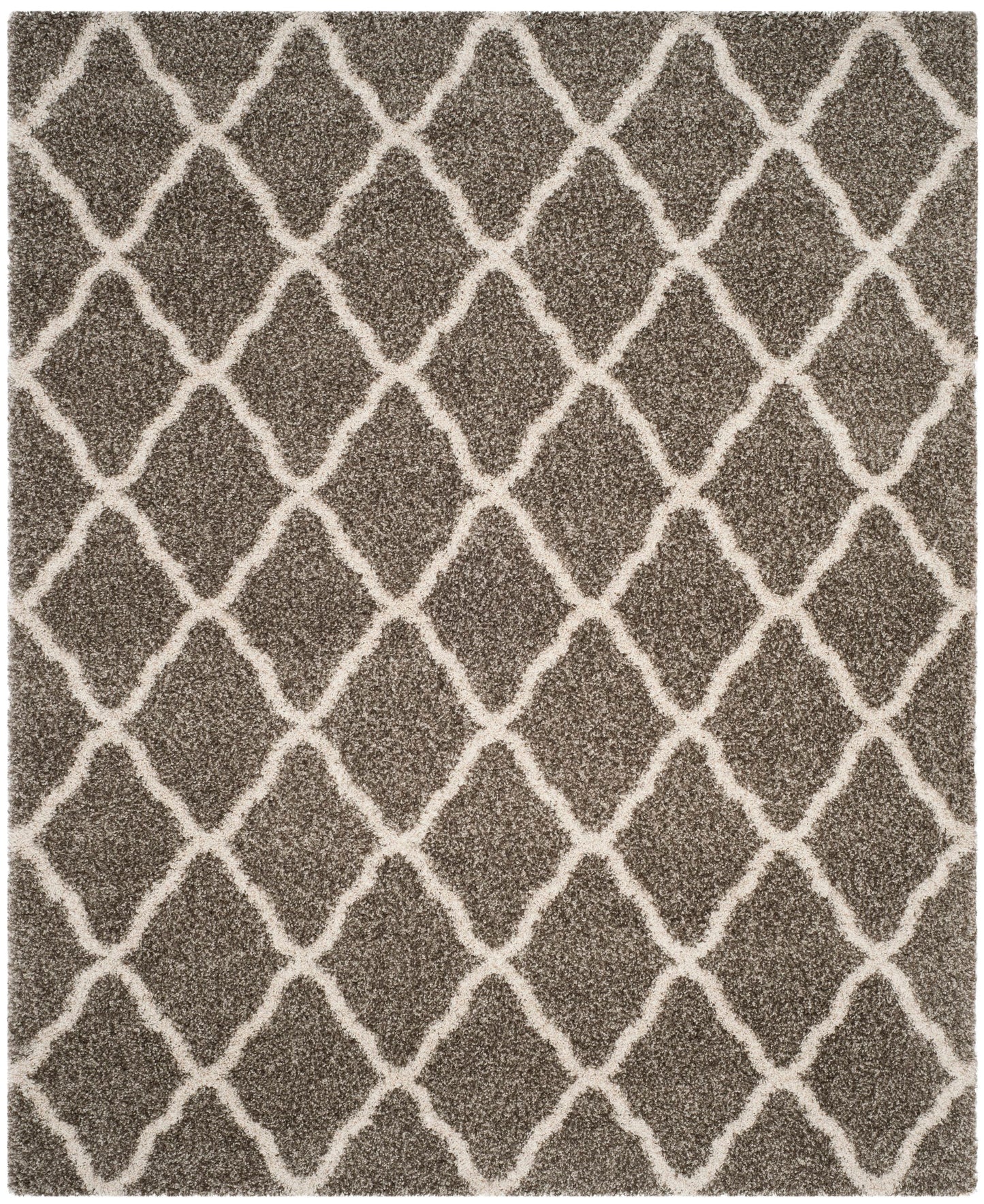 Safavieh Hudson Sabine Shag 8 x 10 (ft) Loomed Polypropylene Gray/Ivory Rectangular Indoor Trellis Spot Clean Only Area rug