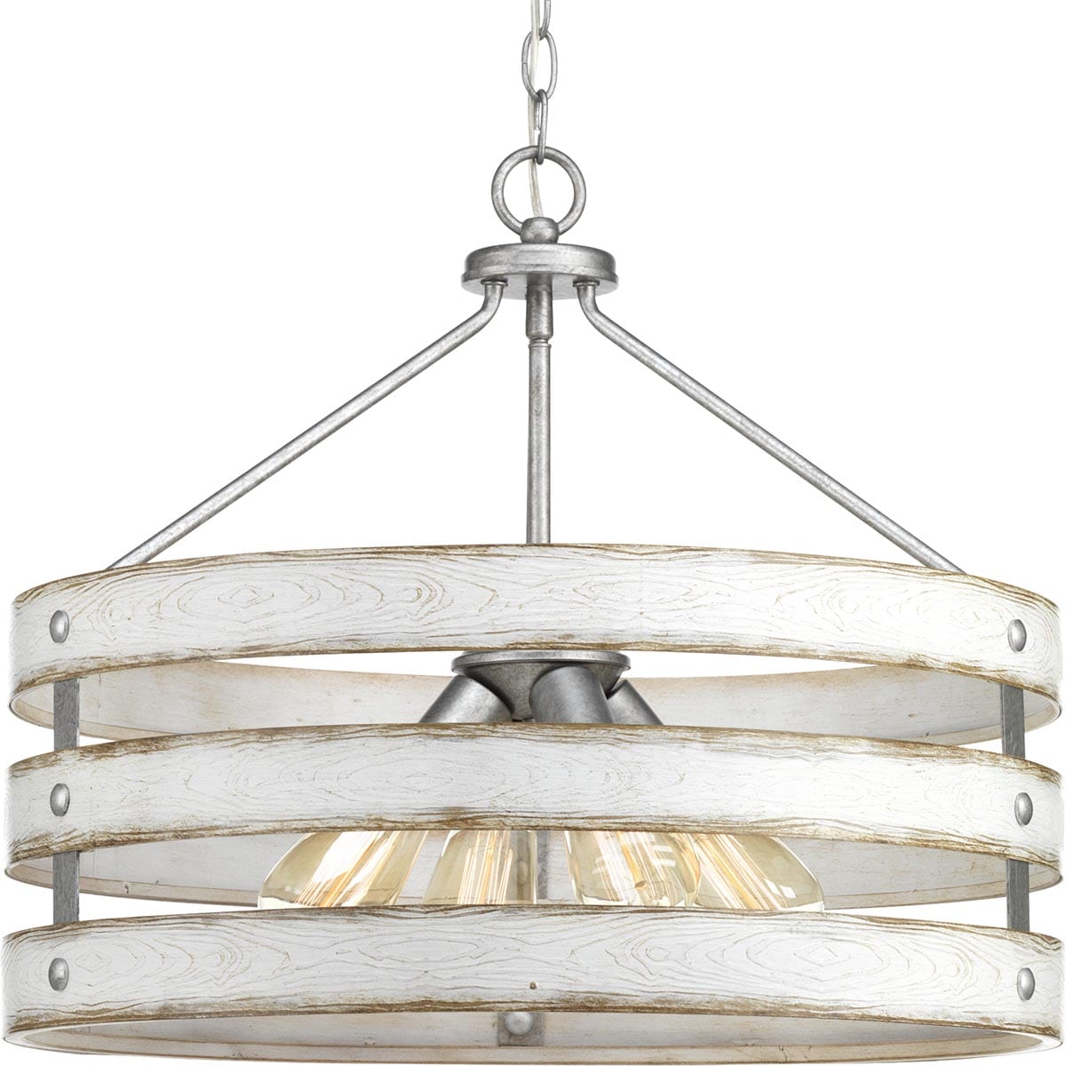 Progress Lighting Gulliver 4 -Light Galvanized Farmhouse Drum Medium Hanging Pendant light