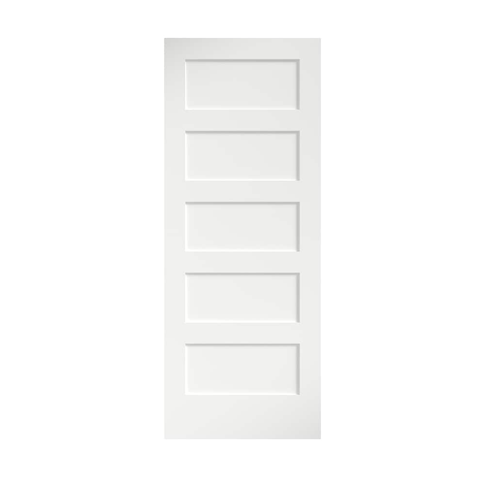 EightDoors 1.375-in x 36-in x 80-in Primed White 5-panel Smooth Solid core Primed MDF Slab Door