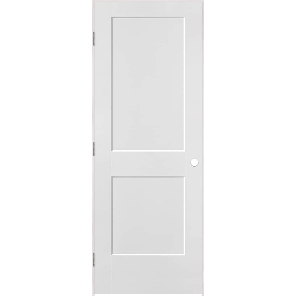 Masonite 30-in x 80-in Primed White Solid core 2-panel Right hand Smooth Primed Molded composite Flat Jamb Single Prehung Interior Door with