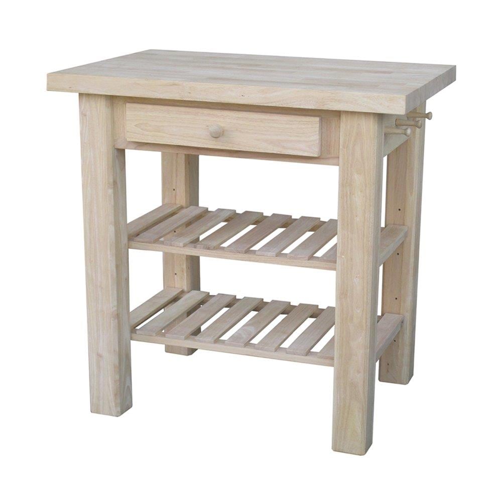 International Concepts Brown Wood Base with Wood Wood Top Prep Table ( 36.0-in x 24.0-in x 36.0-in )