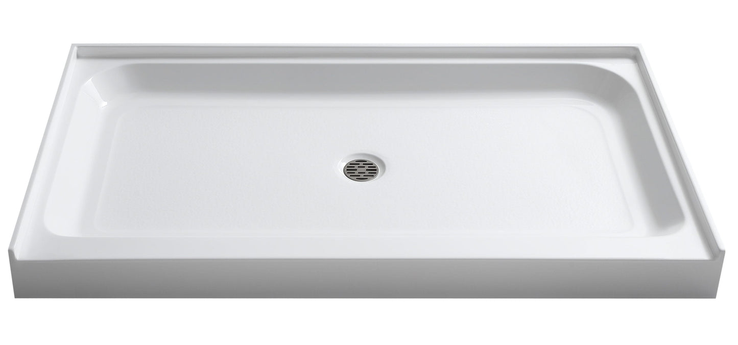 ANZZI Tier 36-in W x 60-in L Center White Single Threshold Rectangle Shower Pan Base with 3.5-in H Threshold