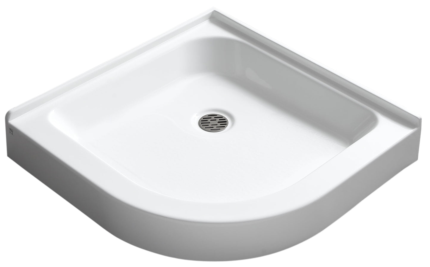 ANZZI Randi 36-in W x 36-in L Center White Double Threshold Round Corner Shower Pan Base with 5.5-in H Threshold