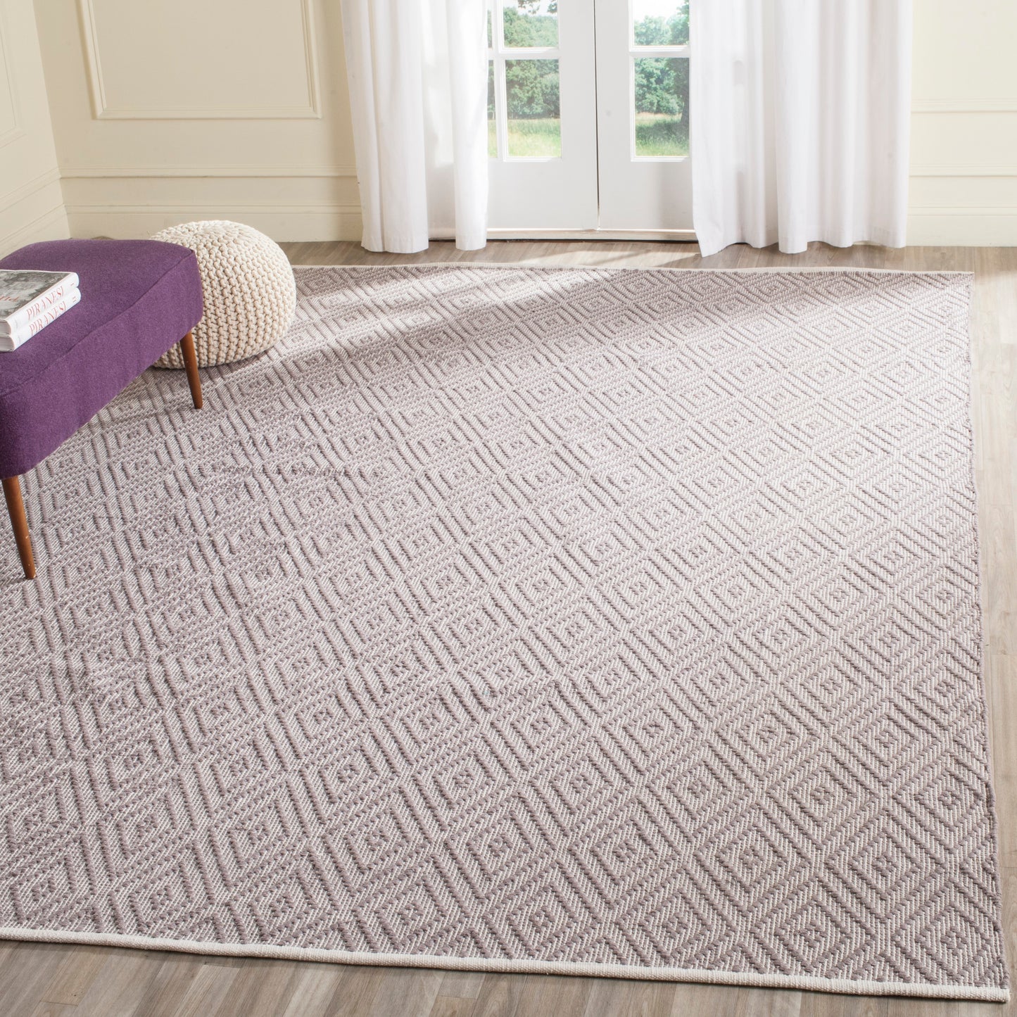 Safavieh Montauk Brighton 11 x 15 (ft) Cotton Gray/Ivory Rectangular Indoor Geometric Coastal Spot Clean Only Area rug