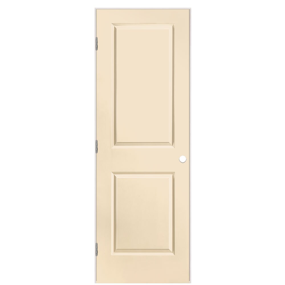Masonite 28-in x 80-in Cream N Sugar Hollow core 2-panel Left hand Smooth Prefinished Molded composite Flat Jamb Single Prehung Interior Door with