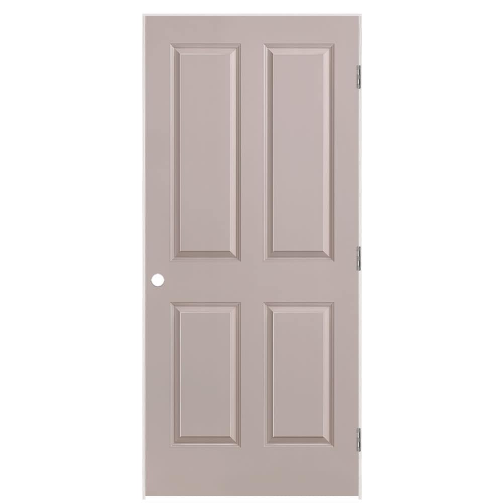 Masonite 36-in x 80-in Driftwood Hollow core 4-panel Left hand Smooth Prefinished Molded composite Flat Jamb Single Prehung Interior Door with