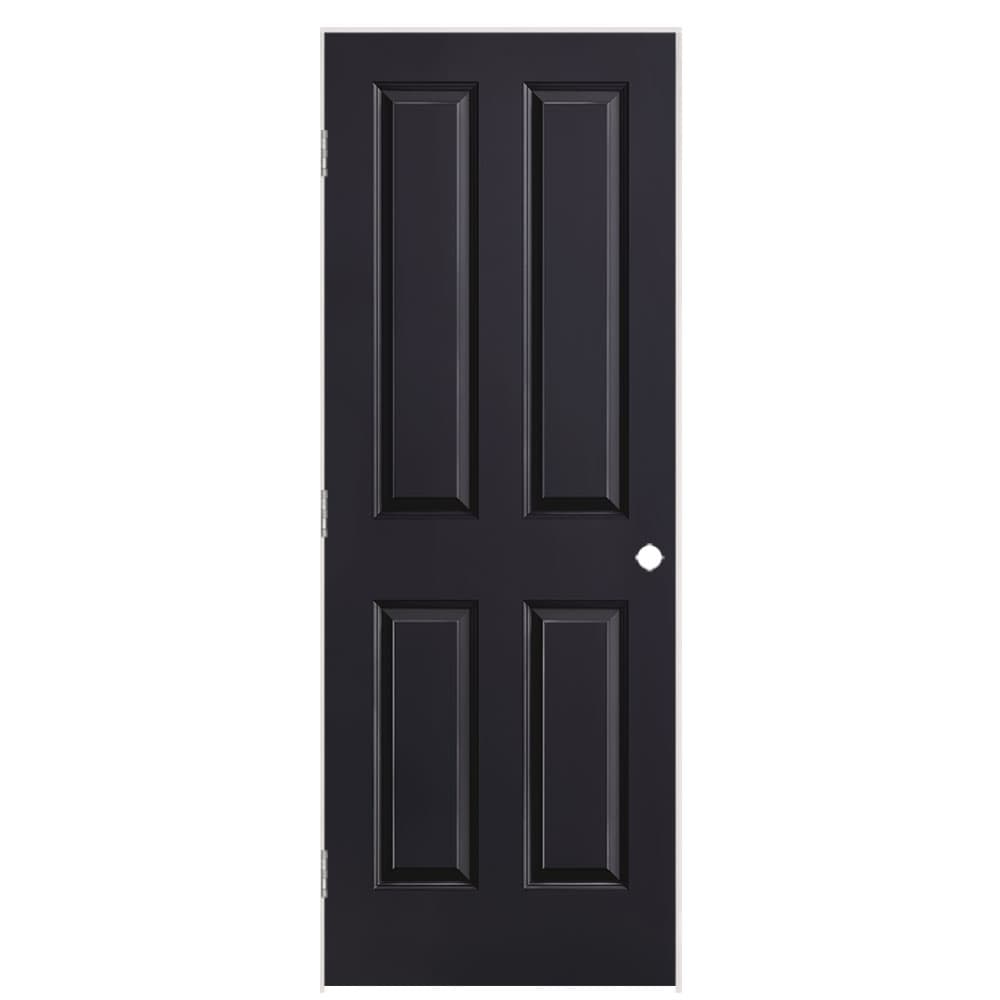 Masonite 30-in x 80-in Midnight Solid core 4-panel Right hand Smooth Prefinished Molded composite Flat Jamb Single Prehung Interior Door with