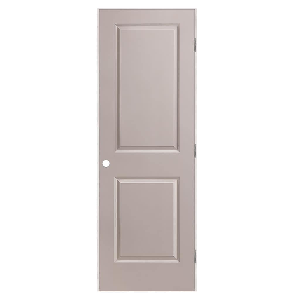 Masonite 28-in x 80-in Driftwood Solid core 2-panel Left hand Smooth Prefinished Molded composite Flat Jamb Single Prehung Interior Door with