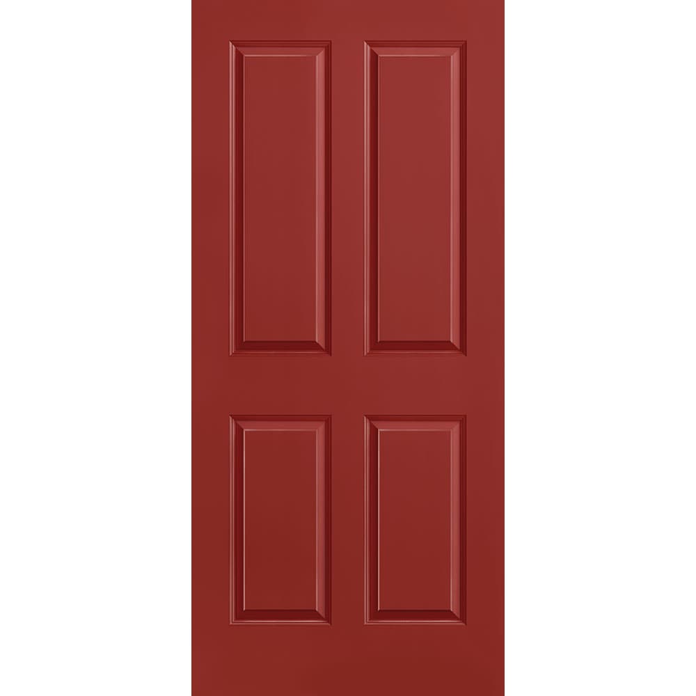 Masonite Traditional 36-in x 80-in Barn Red 4-panel Smooth Solid core Prefinished Molded composite Slab Door