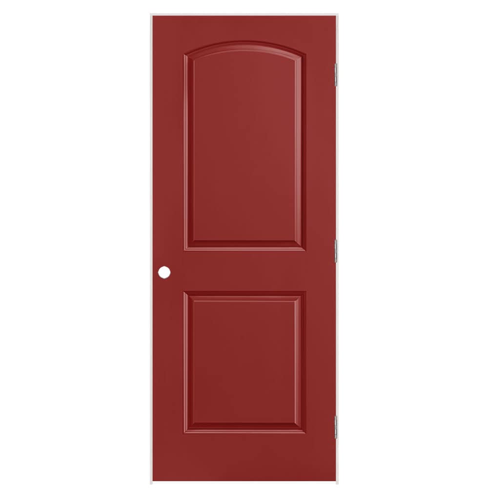 Masonite 30-in x 80-in Barn Red Hollow core 2-panel Left hand Smooth Prefinished Molded composite Flat Jamb Single Prehung Interior Door with