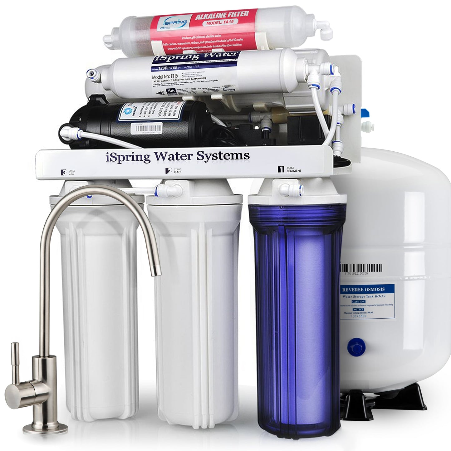 iSpring RCC7P-AK 6 Stage RO Water System 6-stage Multi-method Reverse Osmosis Filtration System