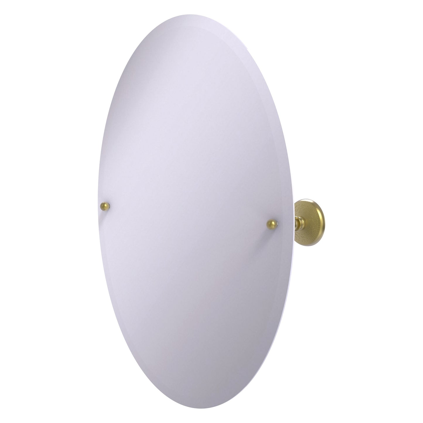 Allied Brass Prestige Monte Carlo 21-in x 28-in Beveled Frameless Oval Tilting Bathroom Vanity Mirror ( Satin Brass )