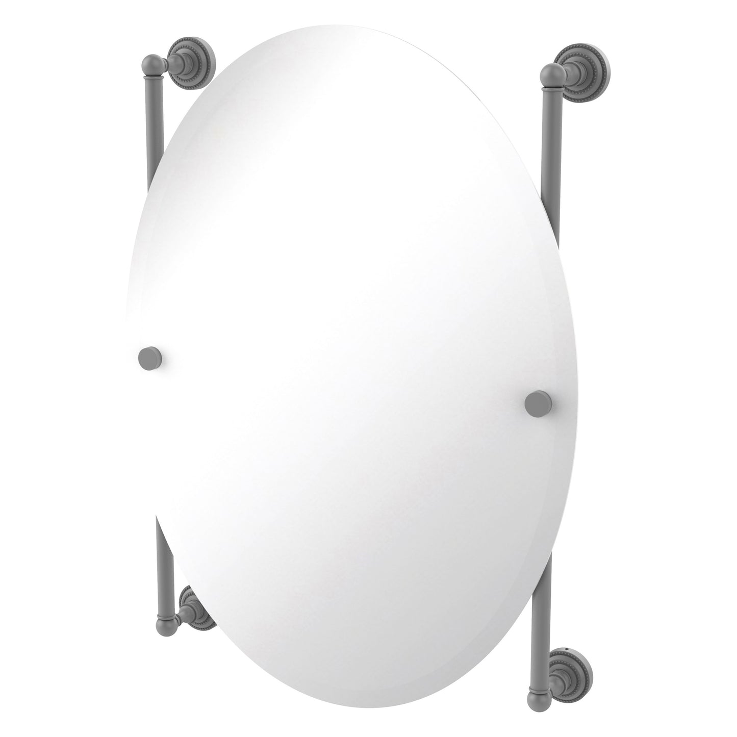 Allied Brass Dottingham 21-in x 29-in Beveled Frameless Oval Bathroom Vanity Mirror ( Matte Gray )