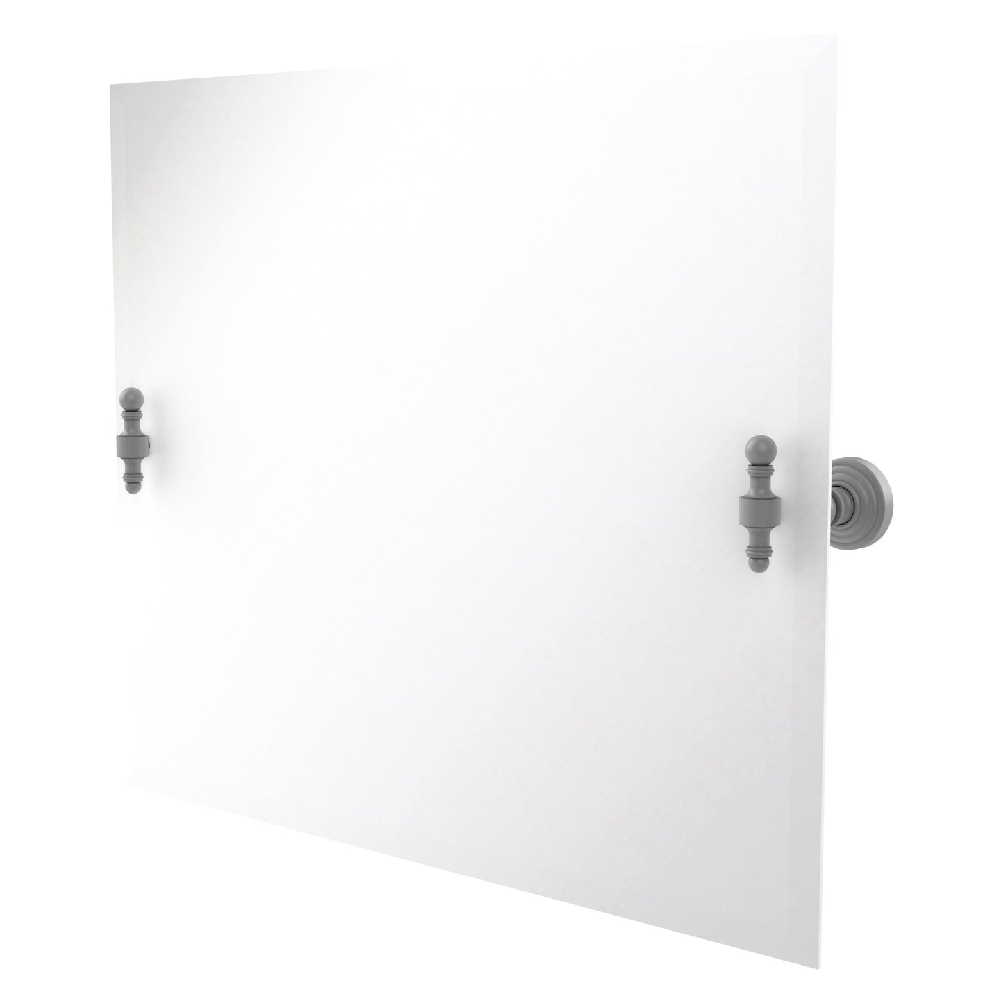 Allied Brass Retro Wave 26-in x 21-in Beveled Frameless Rectangle Tilting Bathroom Vanity Mirror ( Matte Gray )