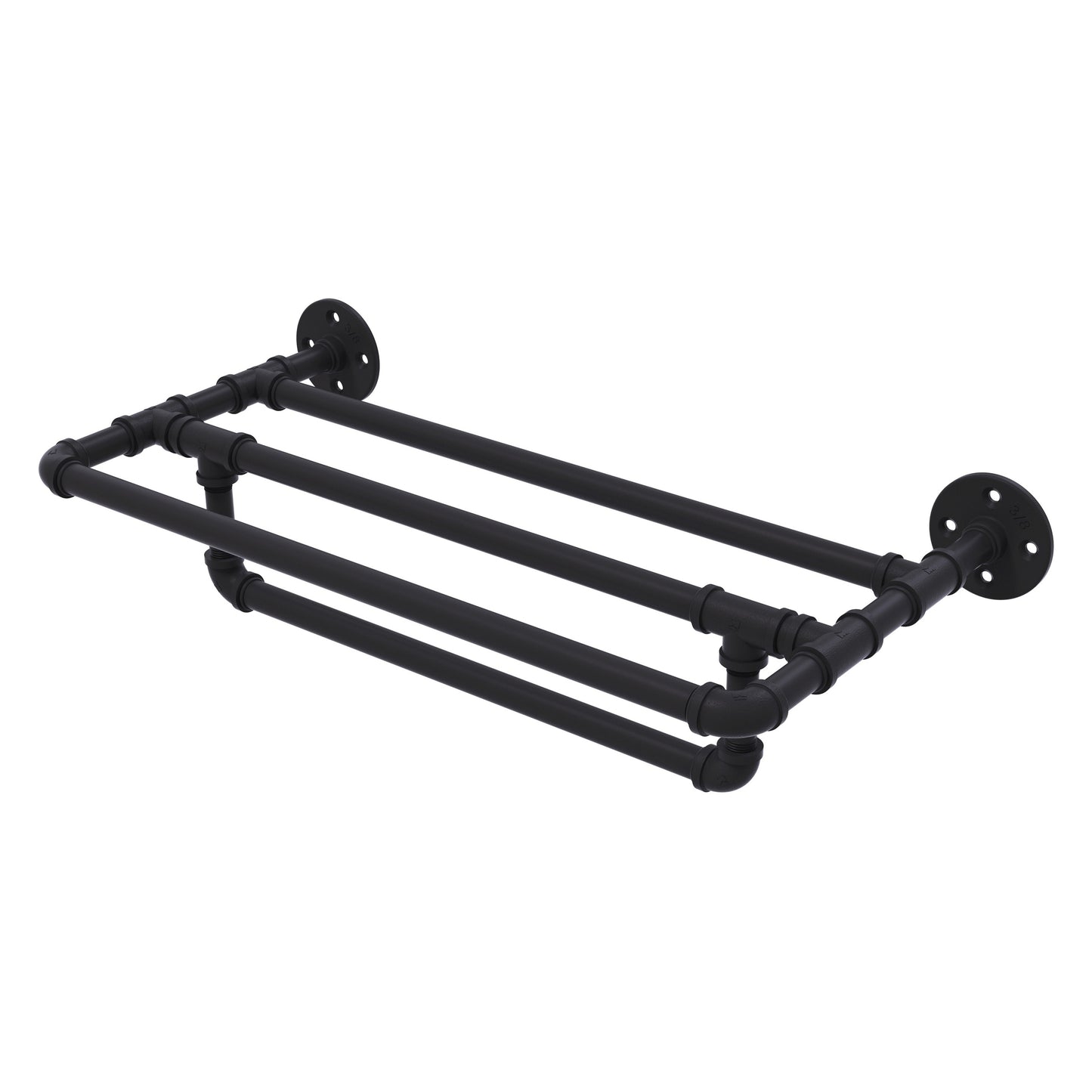 Allied Brass Pipeline 36-in double Matte Black Wall mount Double Towel Bar