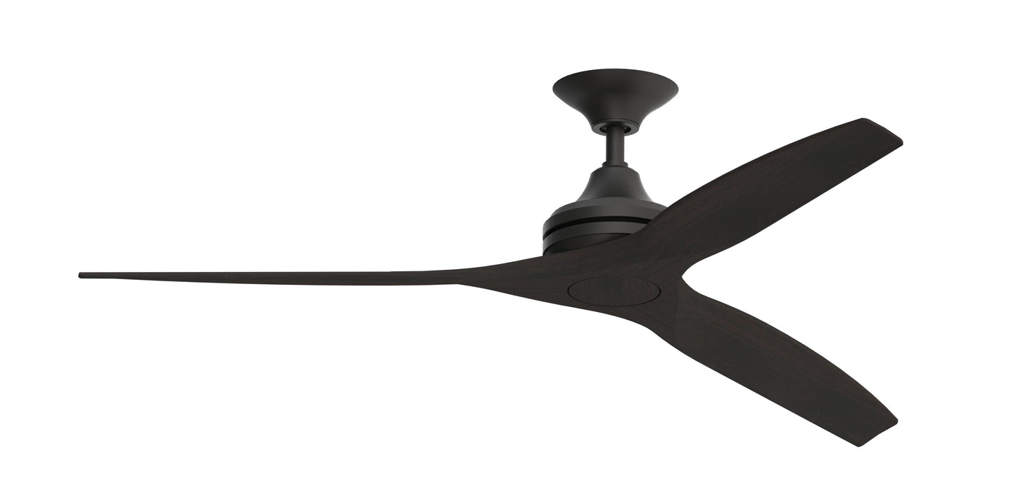Fanimation Spitfire 60-in Outdoor Black with Dark Walnut Blades Propeller Ceiling Fan Light Kit Compatible - Remote Included ( 3 -Blade ) 1448795