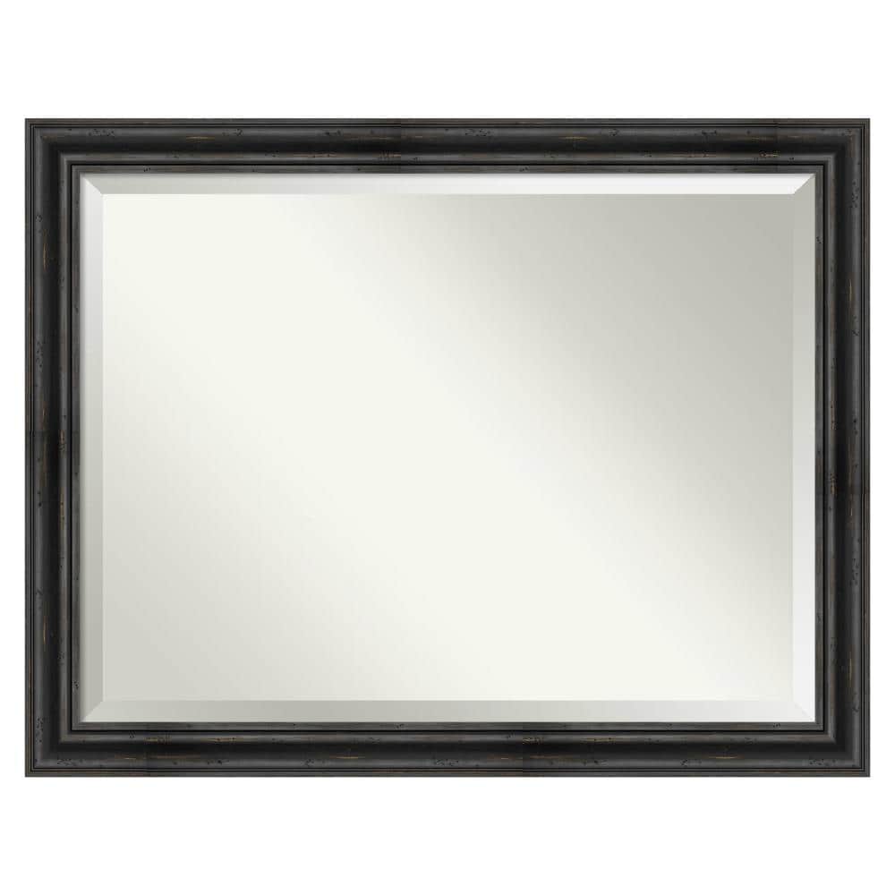 Amanti Art Rustic Pine 45.38-in x 35.38-in Framed Rectangle Bathroom Vanity Mirror ( Distressed Black )