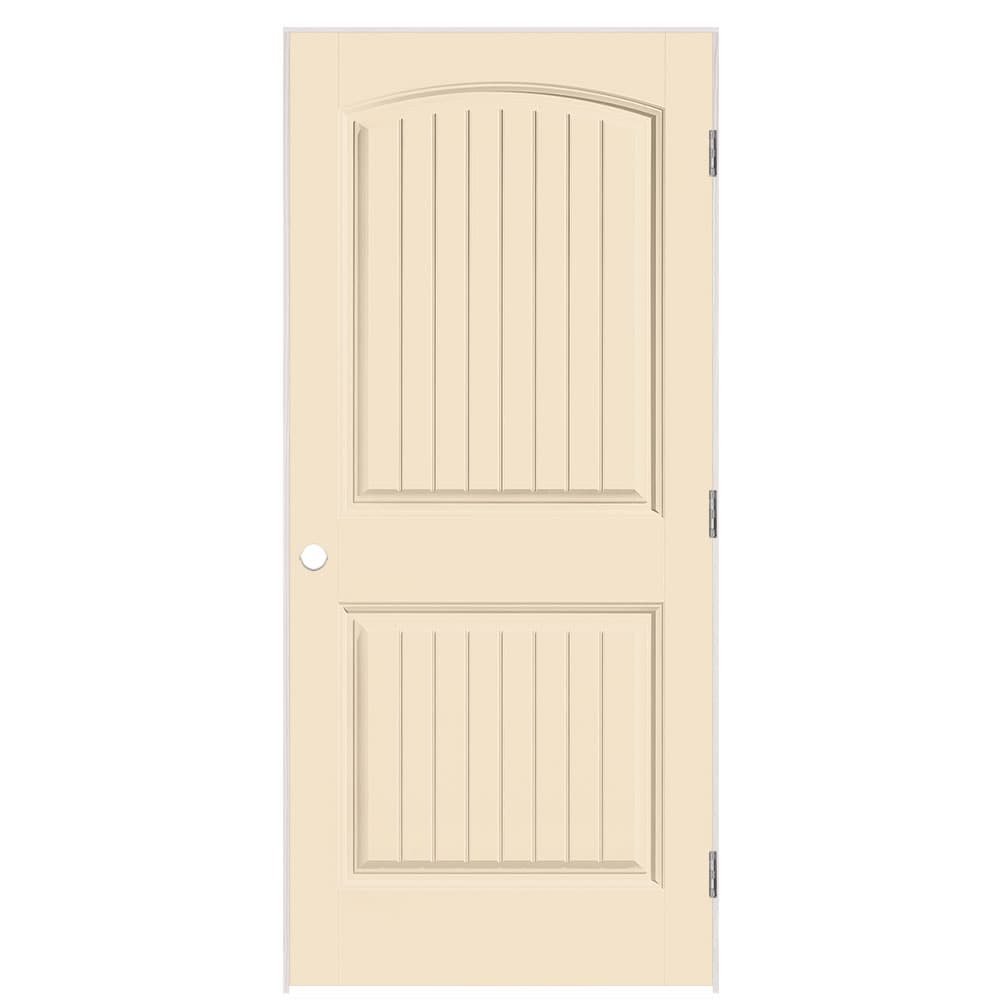 Masonite 36-in x 80-in Cream N Sugar Hollow core 2-panel Right hand Smooth Prefinished Molded composite Flat Jamb Single Prehung Interior Door with