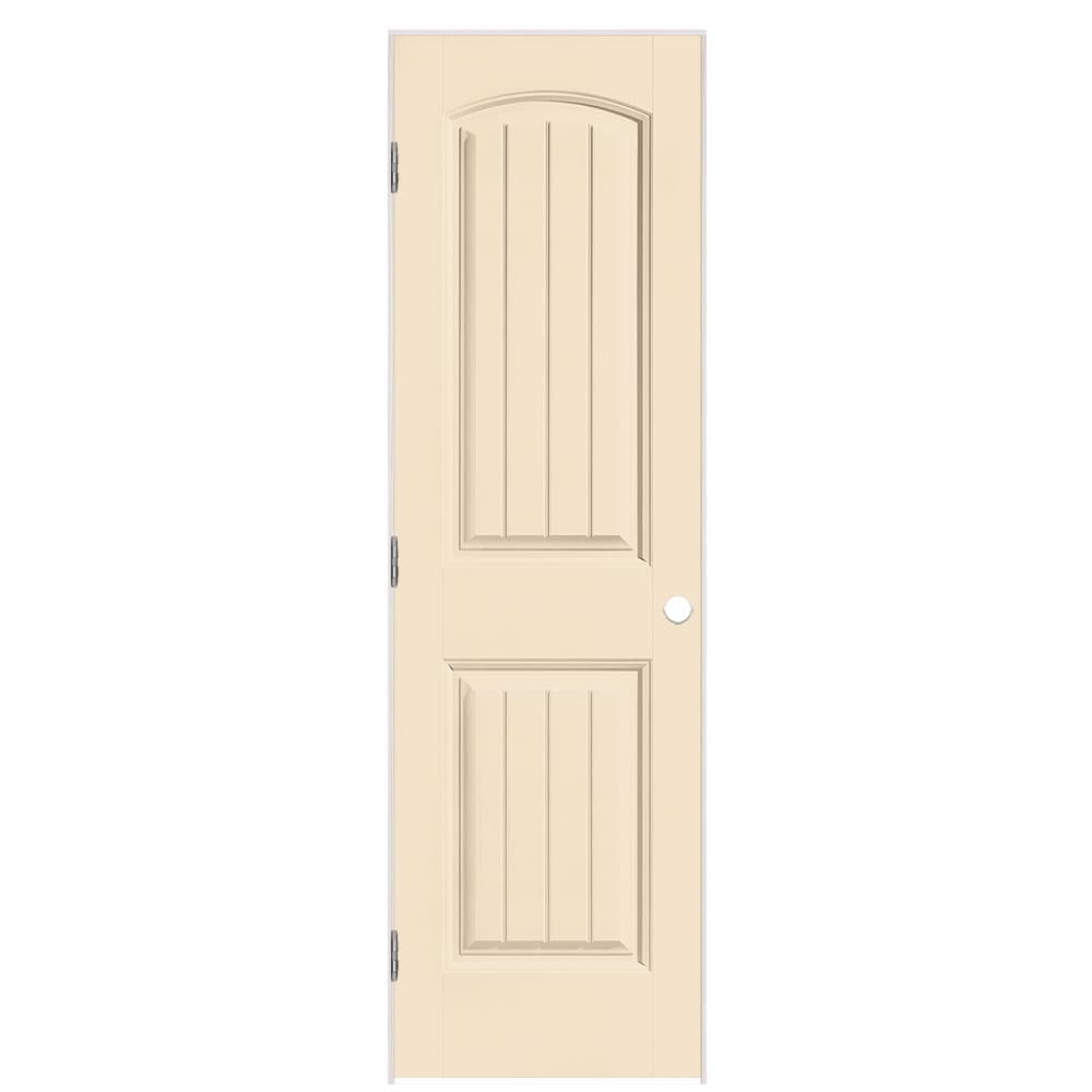 Masonite 24-in x 80-in Cream N Sugar Solid core 2-panel Right hand Smooth Prefinished Molded composite Flat Jamb Single Prehung Interior Door with