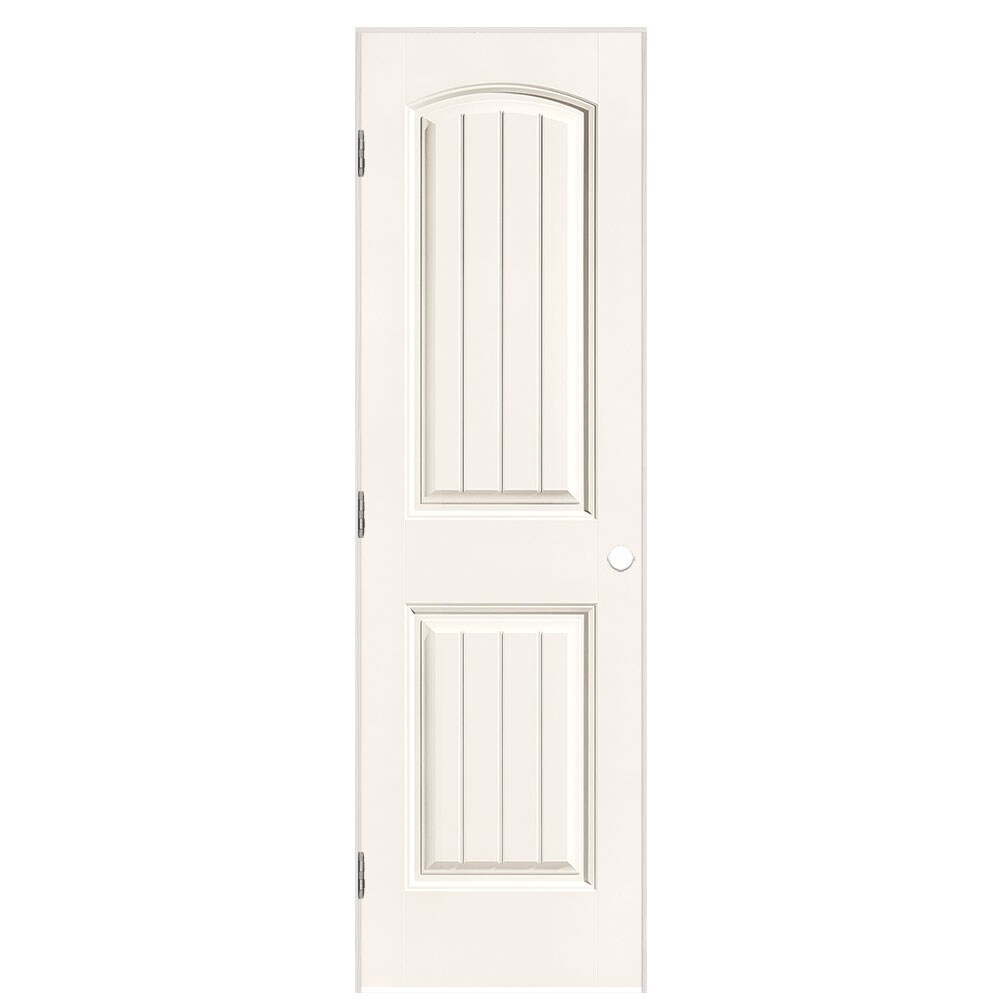 Masonite 24-in x 80-in White Hollow core 2-panel Left hand Smooth Prefinished Molded composite Flat Jamb Single Prehung Interior Door with