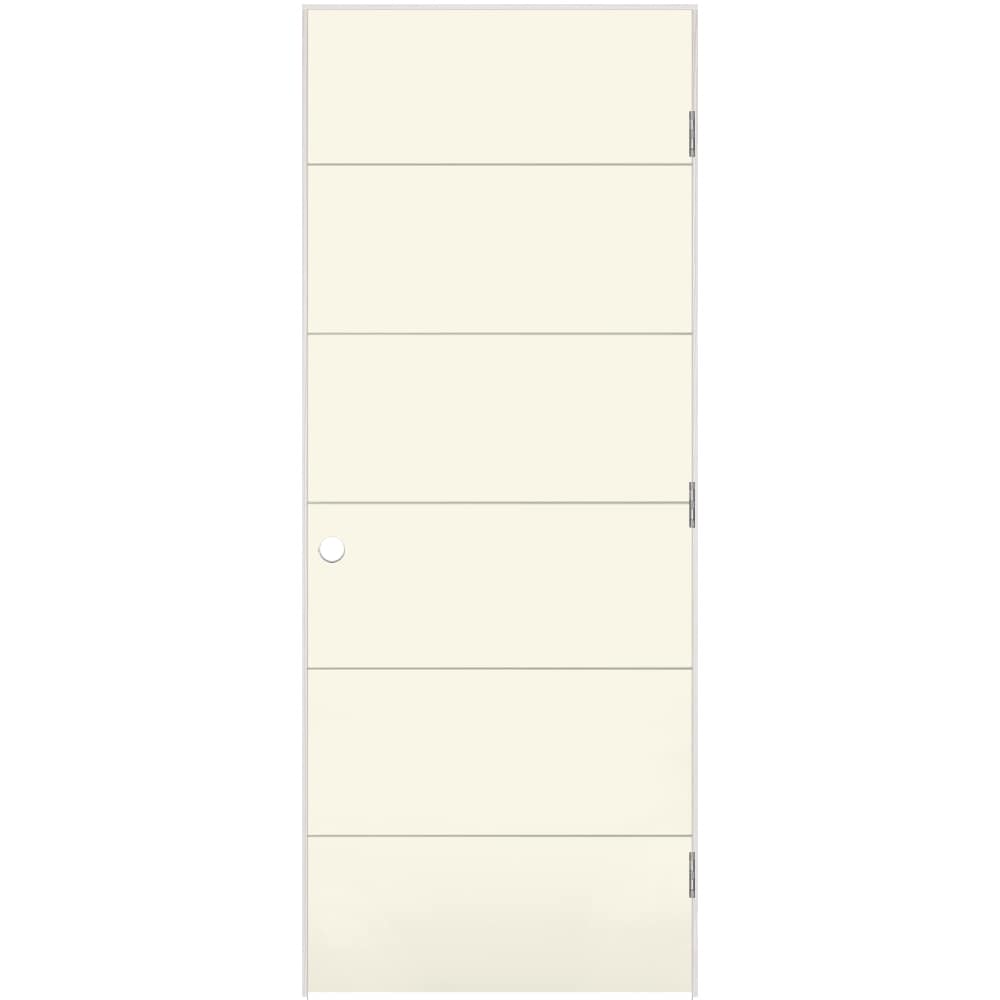 Masonite 36-in x 80-in White Hollow core Flush Left hand Smooth Prefinished Molded composite Flat Jamb Single Prehung Interior Door with