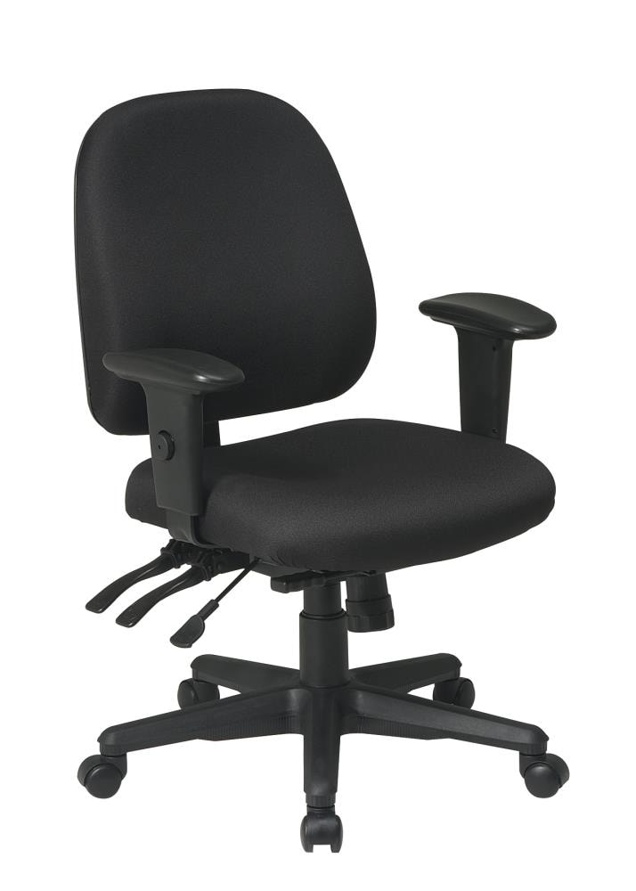 Office Star Products Work Smart Black Contemporary Ergonomic Adjustable Height Swivel Upholstered Desk Chair