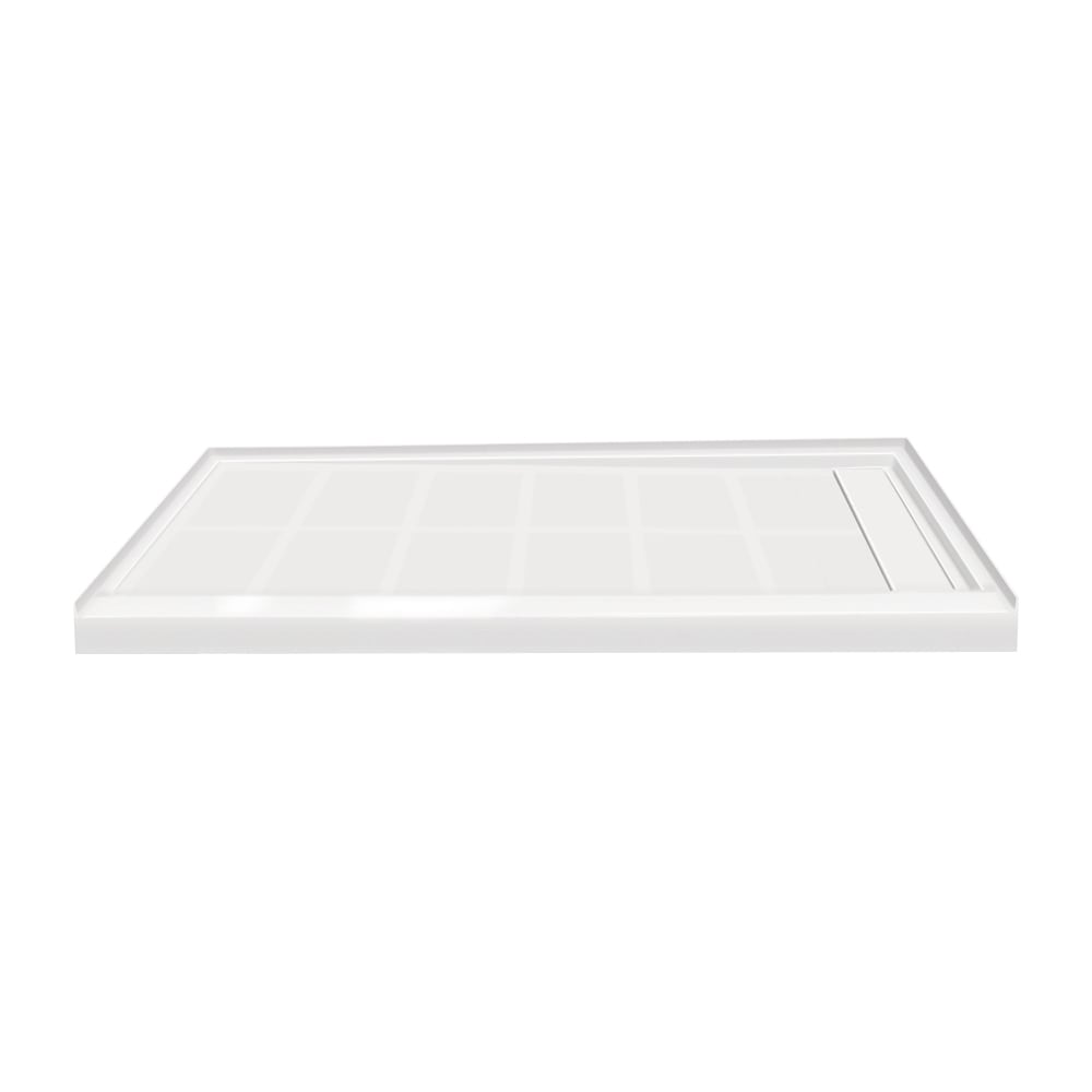 Transolid Linear 36-in W x 60-in L Right White Single Threshold Rectangle Shower Pan Base with 4-in H Threshold