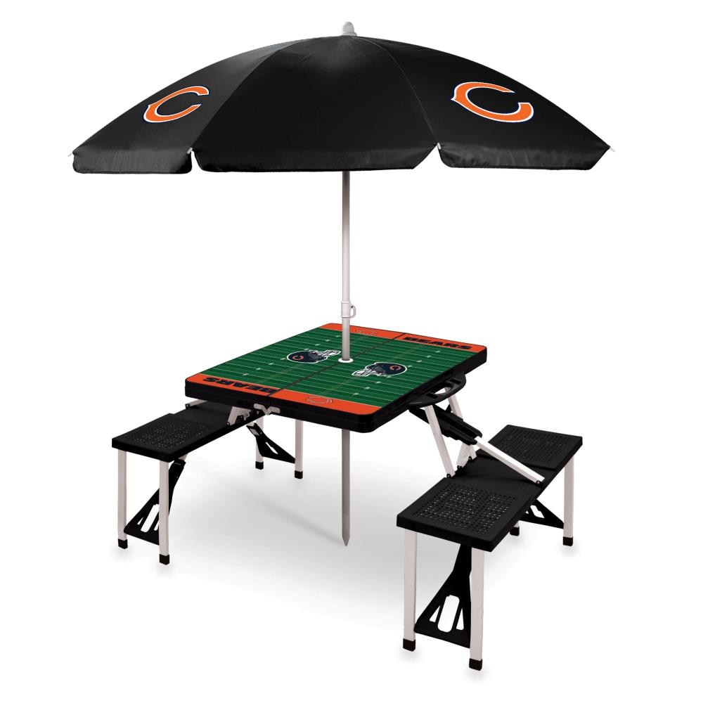 Picnic Time Chicago Bears 54-in Black Plastic Rectangle Folding Picnic Table