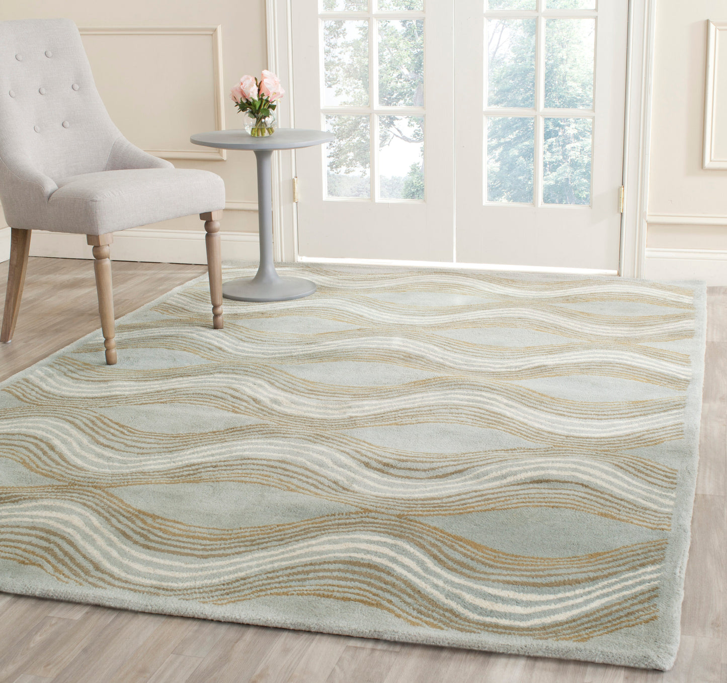 Safavieh Wyndham Raby 8 x 10 (ft) Tufted Wool Blue/Multi Rectangular Indoor Abstract Mid-Century Modern Spot Clean Only Area rug