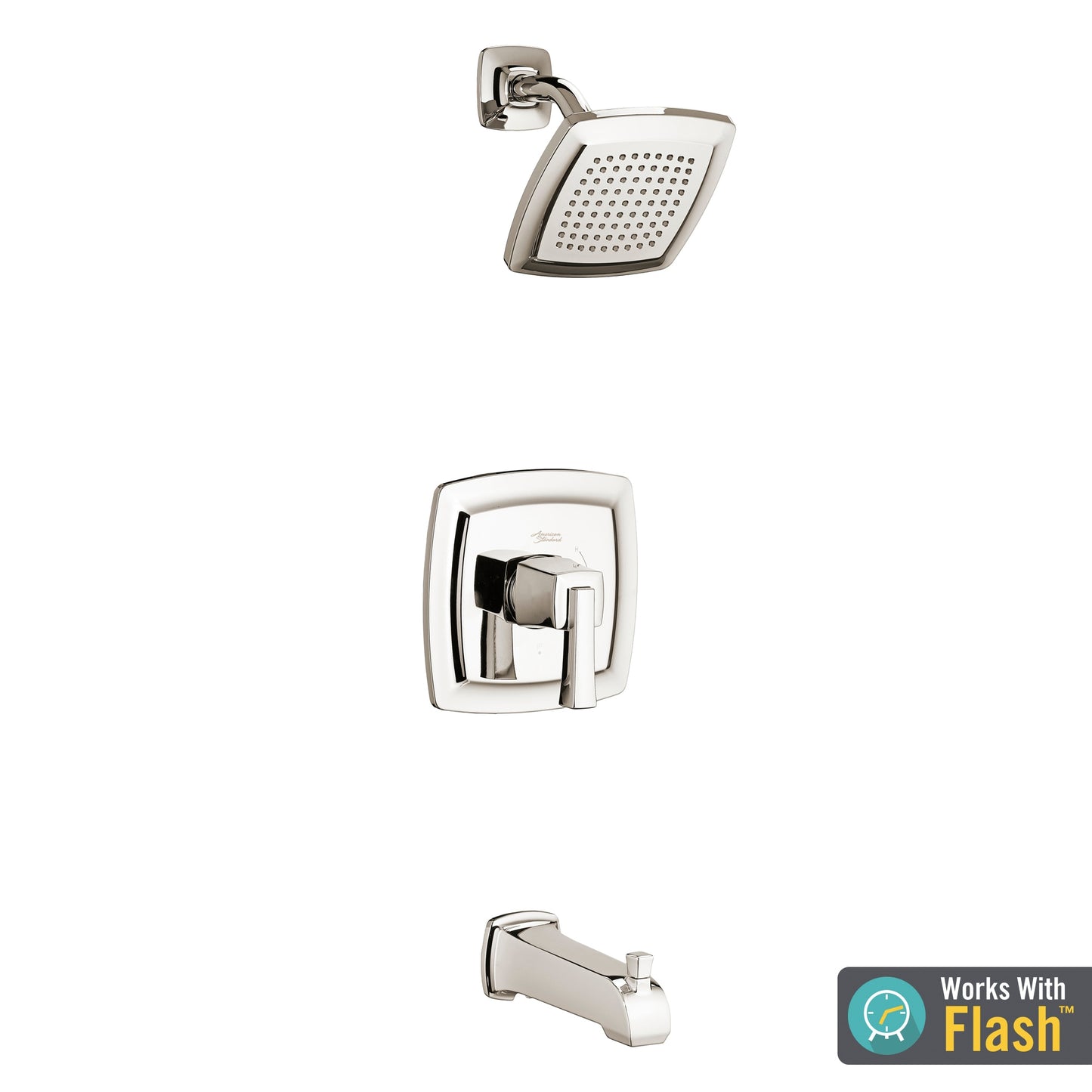 American Standard Townsend Polished Nickel 1-handle 6.125-in Square Bathtub and shower Faucet (Single Function)