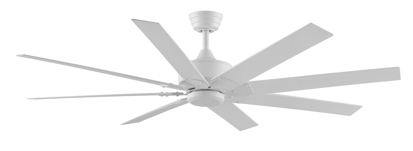 Fanimation Levon Custom 64-in Matte White Indoor/Outdoor Smart Ceiling Fan Light Kit Compatible and Remote (8-Blade) FPD7912BMW-64MW