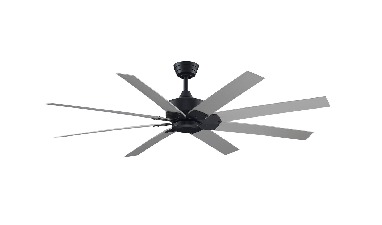 Fanimation Levon Custom 64-in Black with Brushed Nickel Blades Indoor/Outdoor Smart Ceiling Fan Light Kit Compatible and Remote (8-Blade) FPD7912BBL-64BN