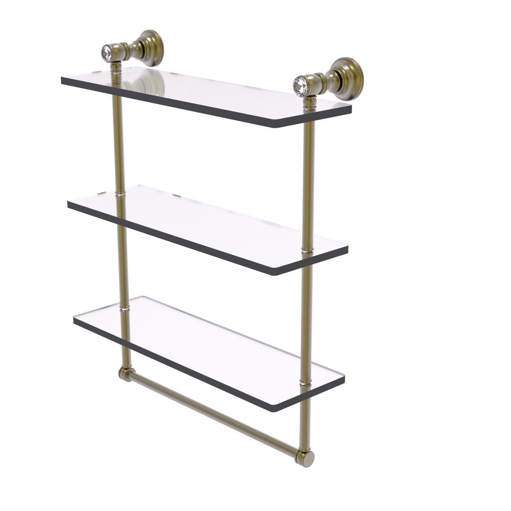 Allied Brass Carolina Crystal Antique Brass 3 -Tier Wall mount Bathroom Shelf ( 16-in x 19.7-in x 5-in )