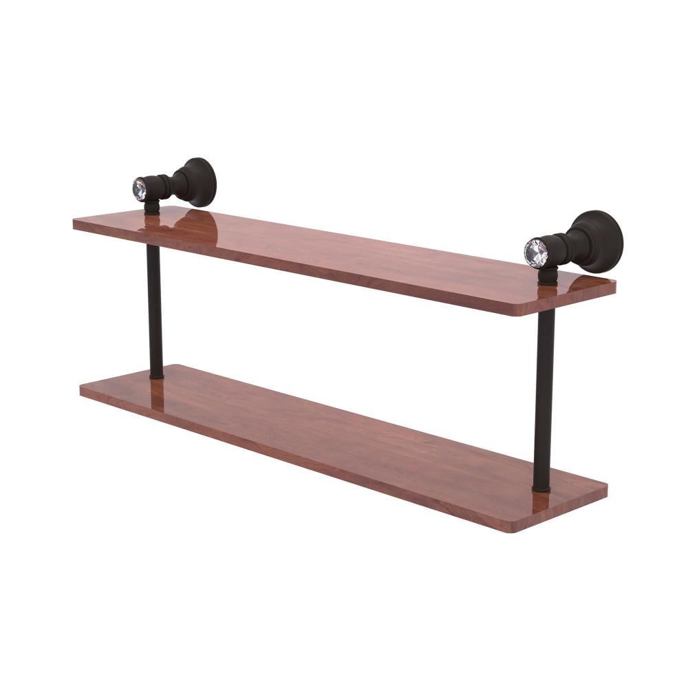 Allied Brass Carolina Crystal Oil Rubbed Bronze 2 -Tier Wall mount Bathroom Shelf ( 22-in x 9.2-in x 5-in )