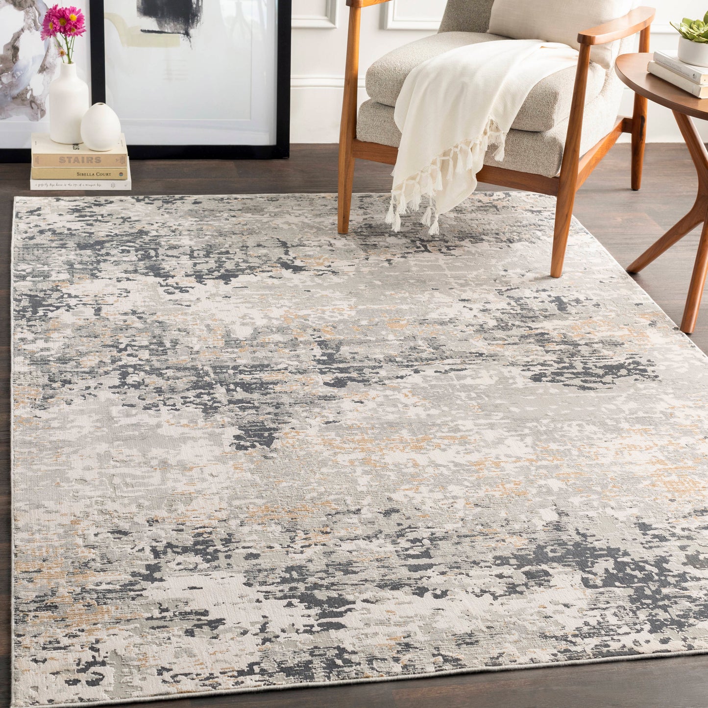 Surya Milano 5 x 7 (ft) Flatweave Rayon Gray Rectangular Indoor Abstract Industrial Spot Clean Only Pet Friendly Area rug