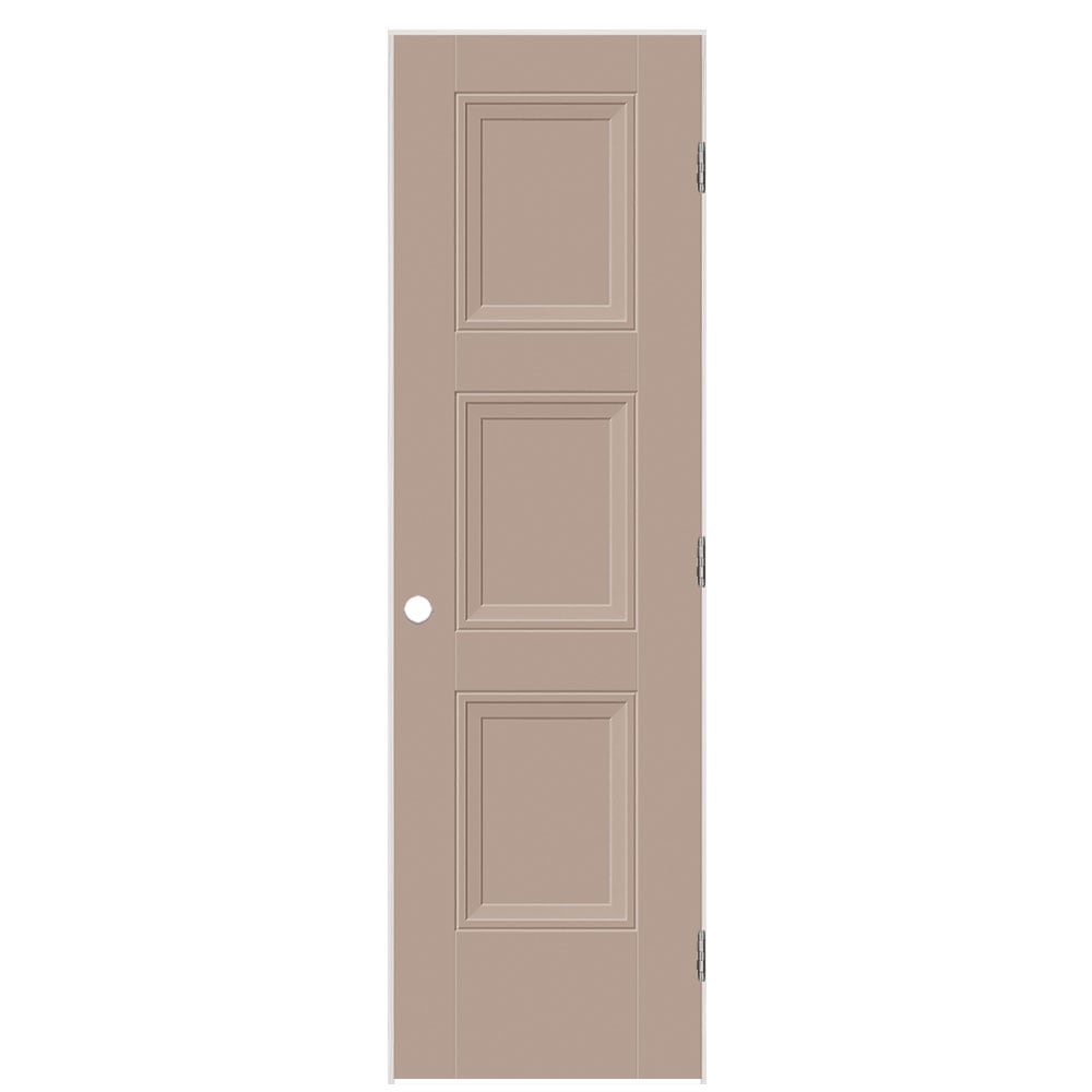 Masonite 28-in x 80-in Sandpiper Solid core 3-panel Right hand Smooth Prefinished Molded composite Flat Jamb Single Prehung Interior Door with