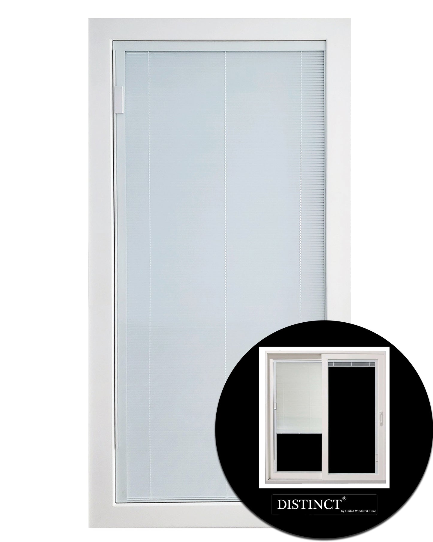 United Window & Door Distinct KD Door Low-e Tempered Blinds Between The Glass Composite Patio Door Stationary Panel