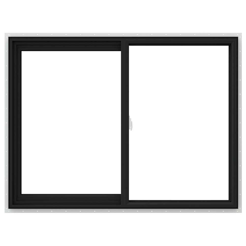 JELD-WEN V-2500 Bronze Exterior White Interior Left-Handed Vinyl Sliding Window Annealed Glass (Full Screen Included)